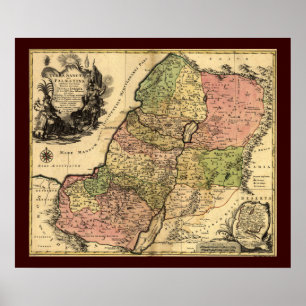 Affiches 1759 Carte De L'Ancien Israël Avec Les 12 Tribus