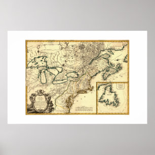Affiches 1778 Carte du Canada et des États-Unis