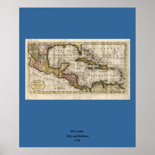 Affiches 1790 Map of The West Indies by Dilly and Robinson