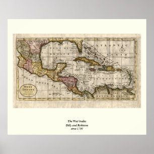 Affiches 1790 Map of The West Indies by Dilly and Robinson