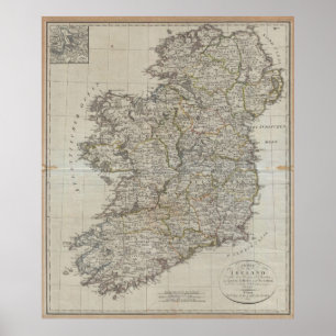 Affiches 1804 Carte de l'Irlande (40"x47")