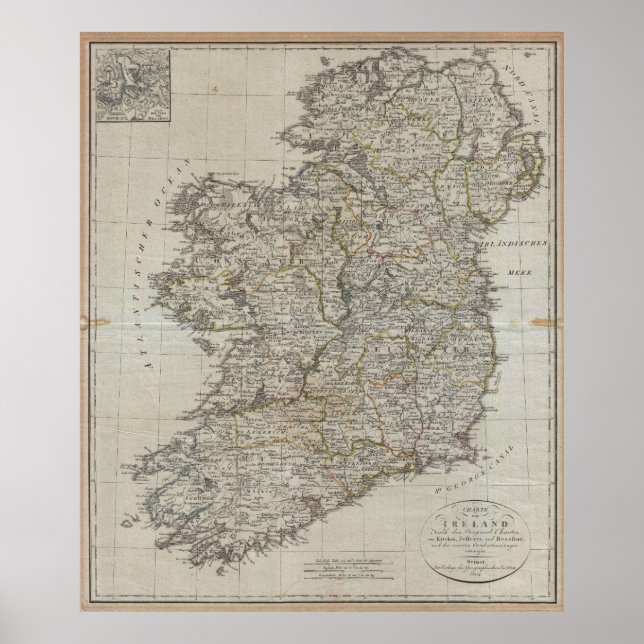 Affiches 1804 Carte de l'Irlande (40"x47") (Devant)