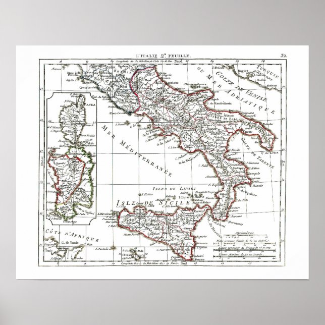Affiches 1806 Map - L'Italie 2e Feuille (Devant)