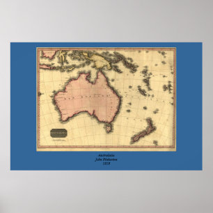 Affiches 1818 Australasia Map - Australia, Nouvelle-Zélande