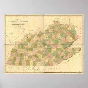 Affiches 1839 Carte des voies et routes du Tennessee et du