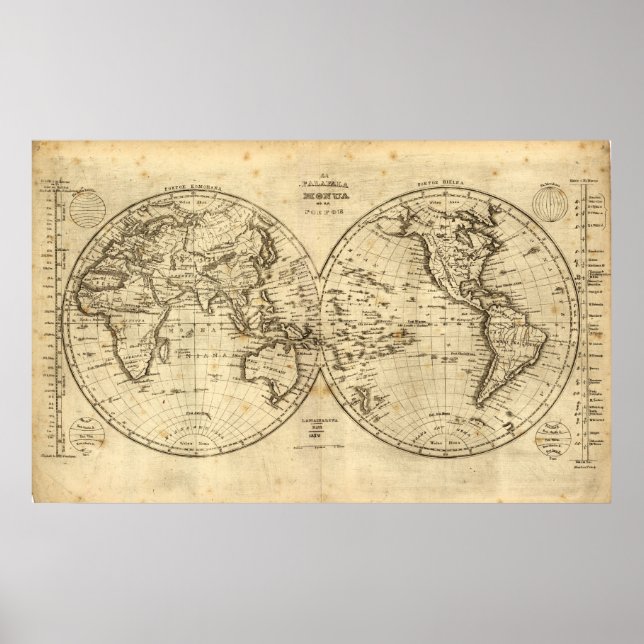 Affiches 1840 Map of the World (Devant)