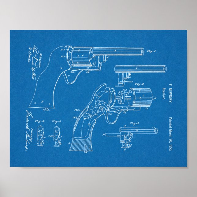 Affiches 1855 Revolver de canon Dessin d'art breveté Imprim (Devant)