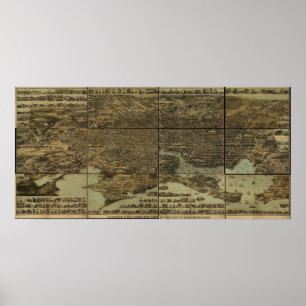 Affiches 1869 Baltimore, MD Birds Eye View Panoramic Map