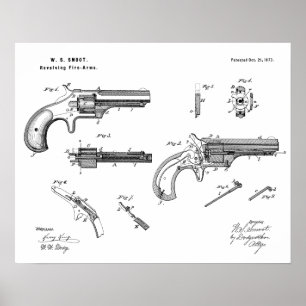Affiches 1873 Revolver Gun Dessin d'Art Brevet Imprimer