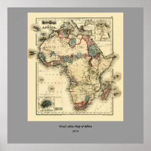 Affiches 1874 Map of Africa Antique African Print