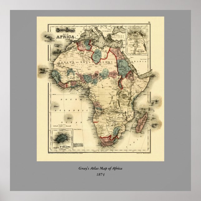 Affiches 1874 Map of Africa Antique African Print (Devant)