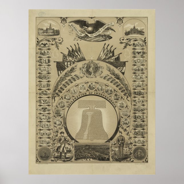 Affiches 1876 Reproduction La Déclaration d'indépendance (Devant)