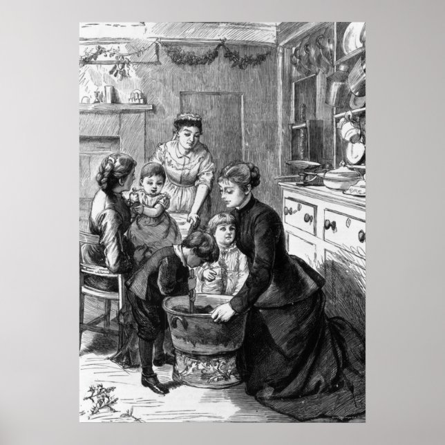 Affiches 1876: The children help stir Christmas pudding (Devant)