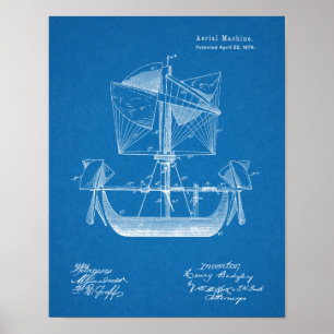 Affiches 1879 Brevet d'avion de bateau de l'aviation Imprim