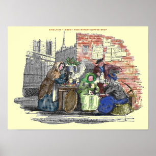 Affiches "1880's-England-Street hot coffee vender"