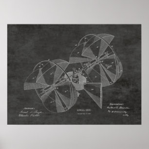 Affiches 1882 Avion à moteur volant Dessin de brevet d'avio