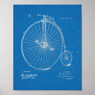 Affiches 1885 Haute Roulette Conception de Vélo Brevet Art