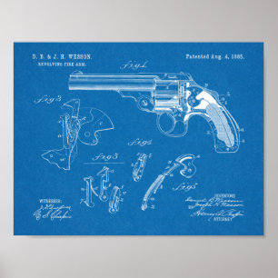 Affiches 1885 Wesson Gun Brevet Dessin d'art Imprimer