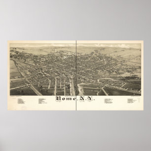 Affiches 1886 Rome, NY Birds Eye View Panoramic Map