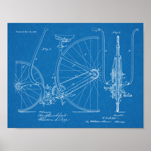 Affiches 1887 Conception de bicyclettes Vintages Art. (Devant)