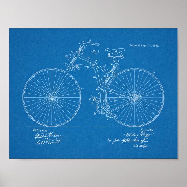 Affiches 1888 Conception de bicyclettes Vintages Art. (Devant)