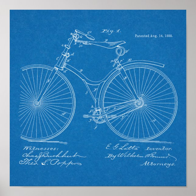 Affiches 1888 Conception de bicyclettes Vintages Art. (Devant)