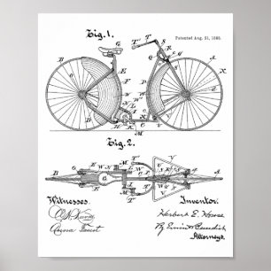 Affiches 1888 Conception de bicyclettes Vintages Art.