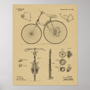 Affiches 1889 Chainless Bicycle Patent Art Drawing Print