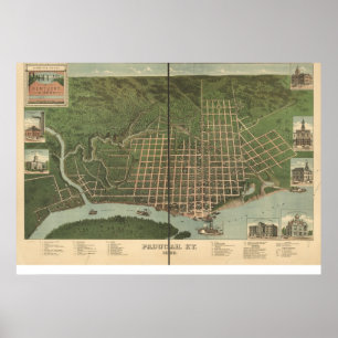 Affiches 1889 Paducah, KY Birds Vue panoramique