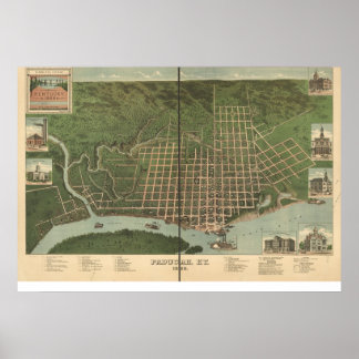 Affiches 1889 Paducah, KY Birds Vue panoramique