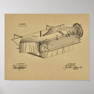 Affiches 1891 Aéronefs Brevet d'art d'avion Imprimer