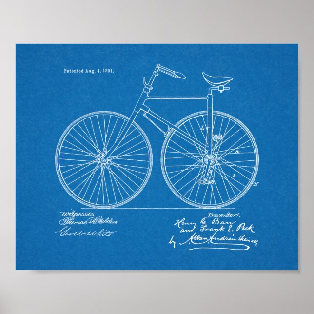 Affiches 1891 Conception de bicyclettes Vintages Art. (Devant)