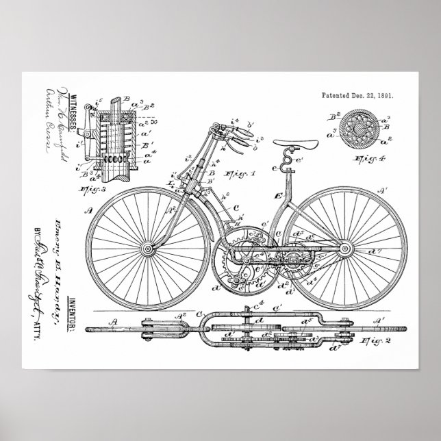 Affiches 1891 Conception de l'équipement de bicyclette Vint (Devant)