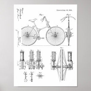 Affiches 1892 Bicycle Suspension Design Brevet Art Imprimer