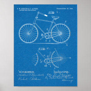 Affiches 1894 Conception de bicyclette à engrenages ellipti