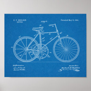 Affiches 1894 Conception de bicyclettes d'engrenages Brevet