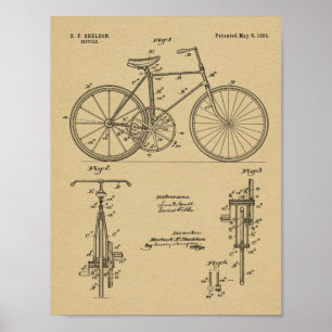 Affiches 1894 Conception de bicyclettes d'engrenages Brevet