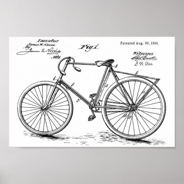 Affiches 1895 Conception de bicyclettes Vintages Art. (Devant)