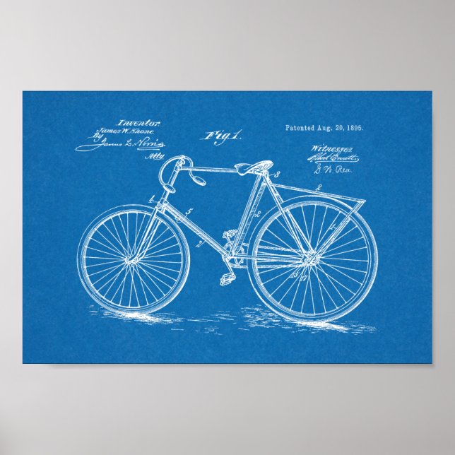 Affiches 1895 Conception de bicyclettes Vintages Art. (Devant)
