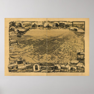 Affiches 1895 Stockton, CA Oiseaux Vue panoramique