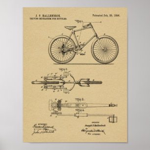 Affiches 1896 Conception de bicyclettes sans chaines Brevet
