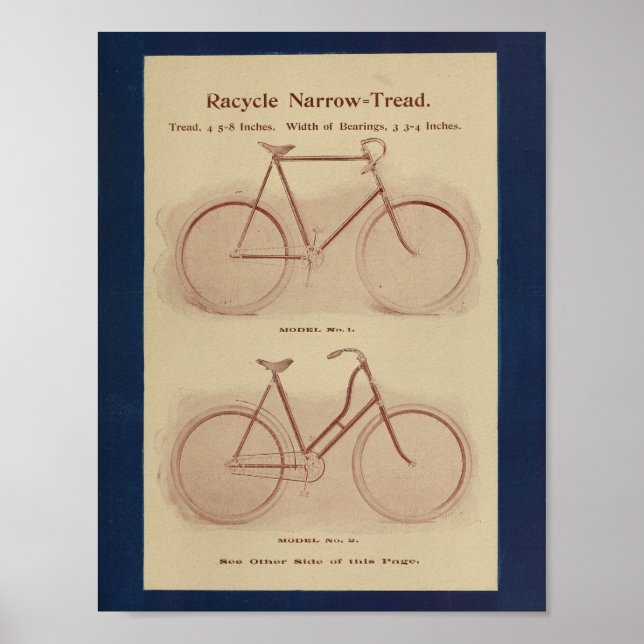 Affiches 1896 Vintage Racycle Bicycle Ad Art Print (Devant)