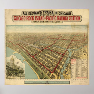 Affiches 1897 carte panoramique de vue d'oeil d'oiseaux de