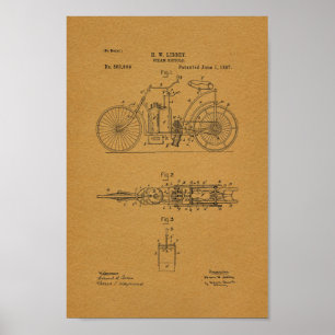 Affiches 1897 copies vintages d'art de brevet de bicyclette