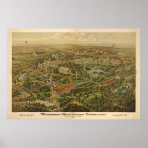 Affiches 1897 Nashville, TN Centennial Expo Panoramic Map