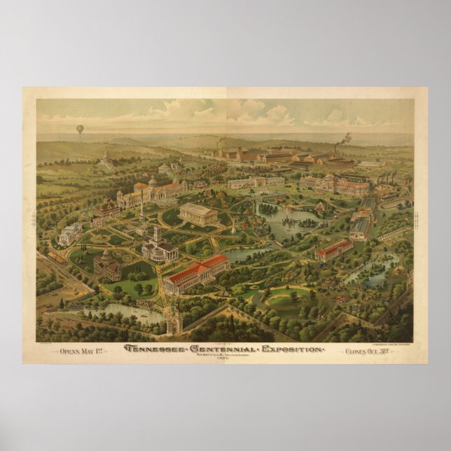 Affiches 1897 Nashville, TN Centennial Expo Panoramic Map (Devant)