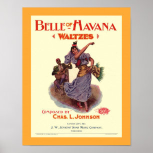 Affiches 1899 Vieux album de musique BELLE OF HAVANA