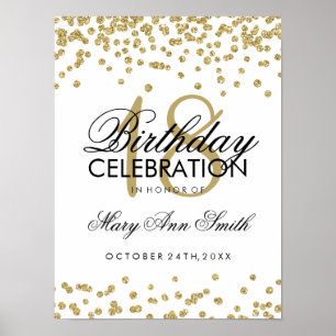 Affiches 18e anniversaire Gold Faux Parties scintillant Con
