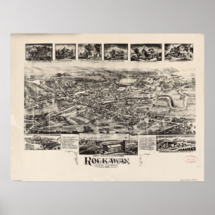 Affiches 1902 Rockaway, carte panoramique de vue d'oeil