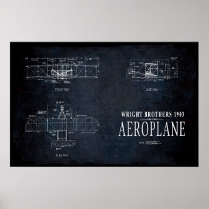 AFFICHES 1903 WRIGHT BROTHERS AVION BLUEPRINT